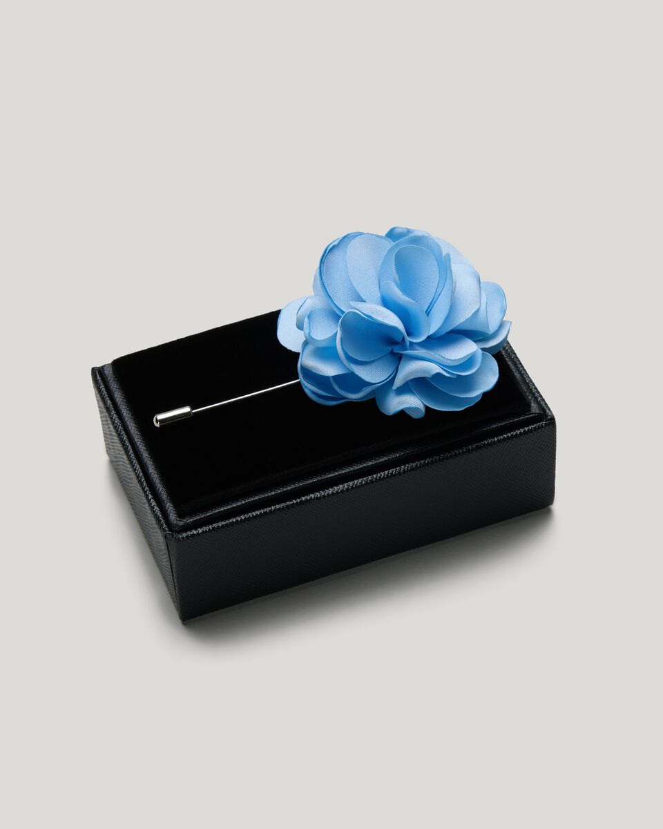Fabric Flower Lapel Pin, Blue, hi-res